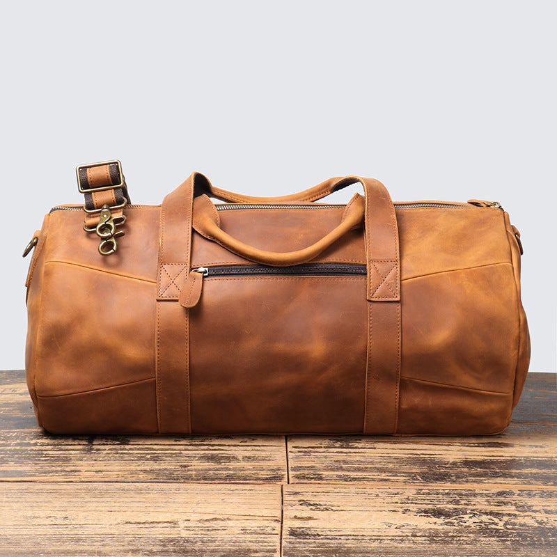 Bolso de viaje portátil de cuero genuino para hombre