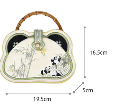 Sac à bandoulière brodé avec panda et motif chinois Han