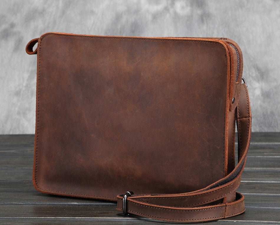 Men's business leather shoulder bag