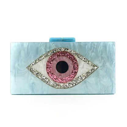 Bolsa de acrílico para mujer con forma de ojo, tipo caja, para banquete