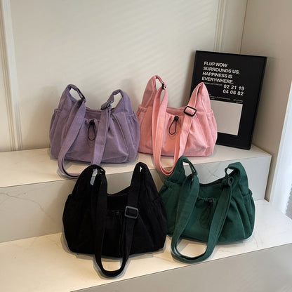 Solid Color Retro Casual Easy Matching Tote Bag