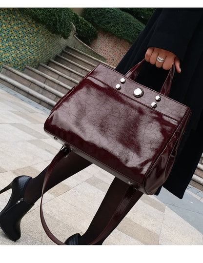 Sac à main en cuir véritable pour femme, grande capacité, populaire, sac à bandoulière décontracté High Sense