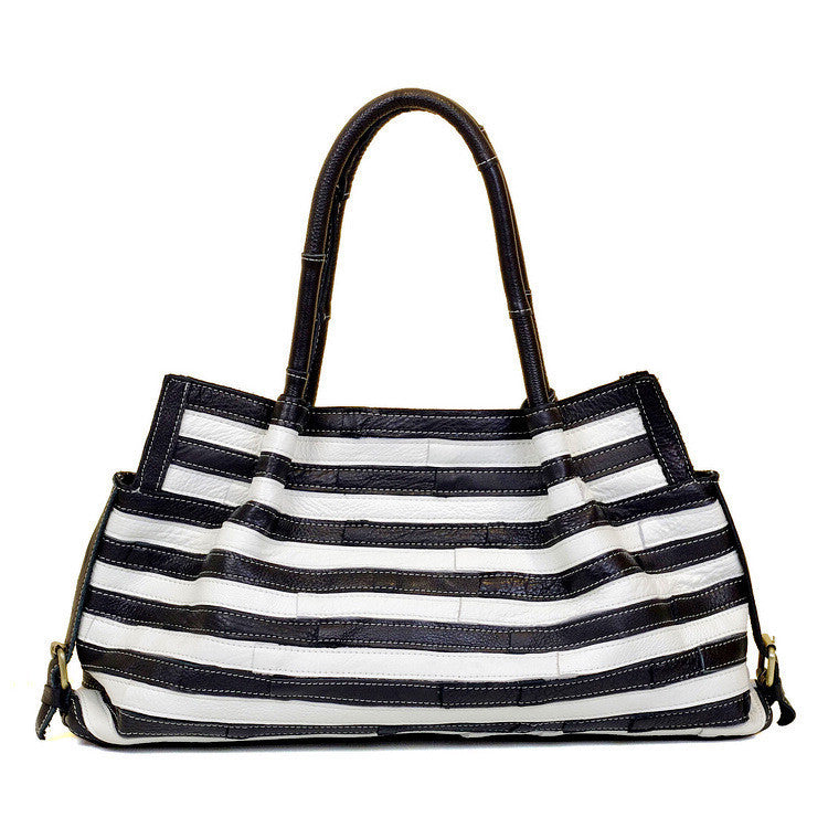 Striped stitching bag shoulder bag