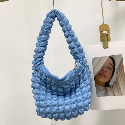 Sac à main plissé à motif de nuages ​​​​de couleur unie décontracté pour femme