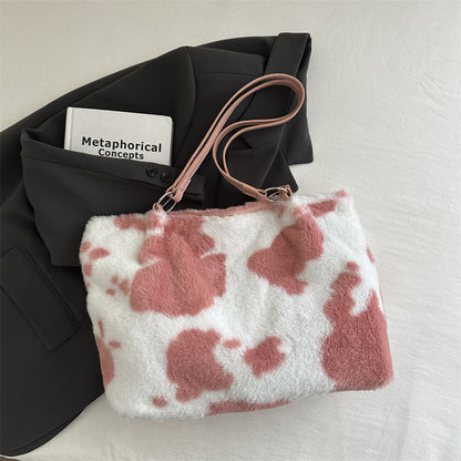 Fashion Casual Small Square Bag Simple Underarm Plush Hand-carrying Bag