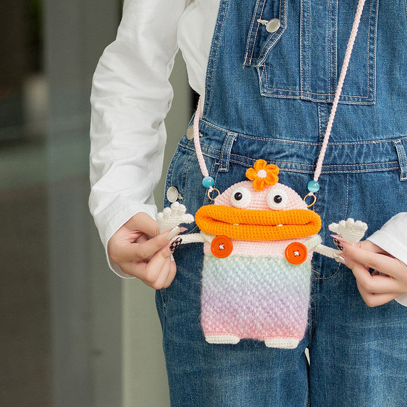 Paquet de matériel de bricolage tricoté pour petit sac à bouche de saucisse