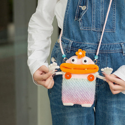 Paquet de matériel de bricolage tricoté pour petit sac à bouche de saucisse