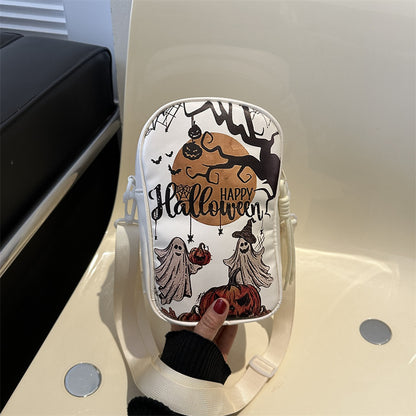 Funny Phone Bag Halloween Dark Crossbody Bag Halloween Pumpkin Printed Cartoon Shoulder Bags Creative Female Handbag