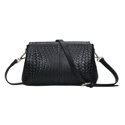 Bolso bandolera tejido de piel auténtica para mujer, bolso bandolera pequeño, bolso bandolera para mujer