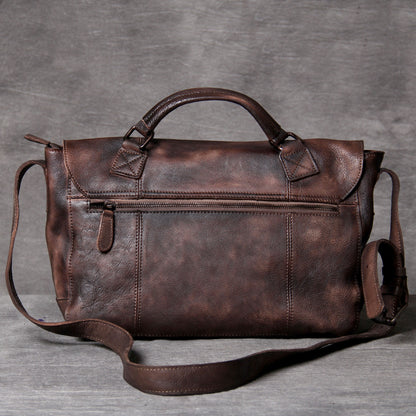 Vintage Distressed First Layer Cowhide One-shoulder Messenger Bag