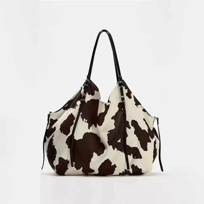 Leopard Silk Satin Shoulder Lazy Tote Bag Large Capacity