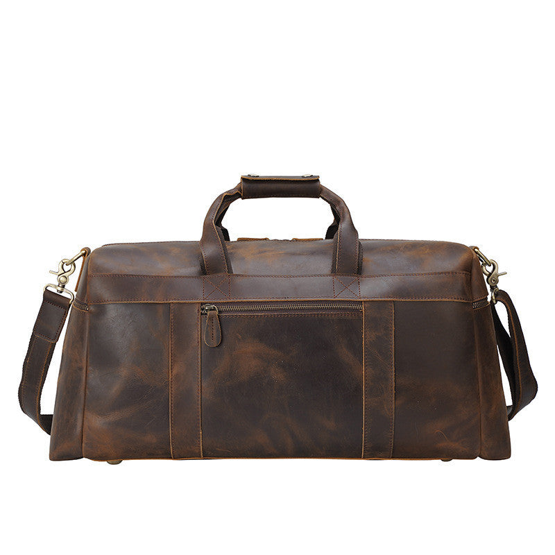 Sac fourre-tout de voyage vintage en cuir Crazy Horse pour homme, grande capacité