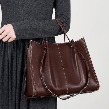 Sac à bandoulière en cuir véritable pour femme, grande capacité, de haute qualité, portable, automne et hiver