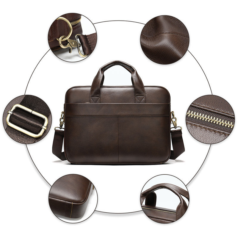 Business first layer leather briefcase