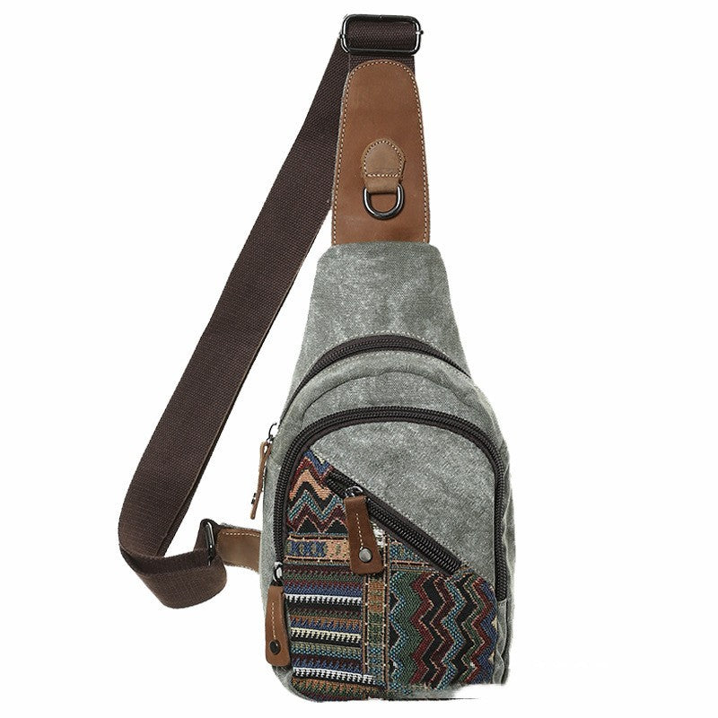 Retro Embroidery Travel Anti-theft Canvas Chest Bag