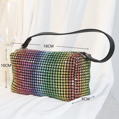 Sac à main dégradé de strass arc-en-ciel