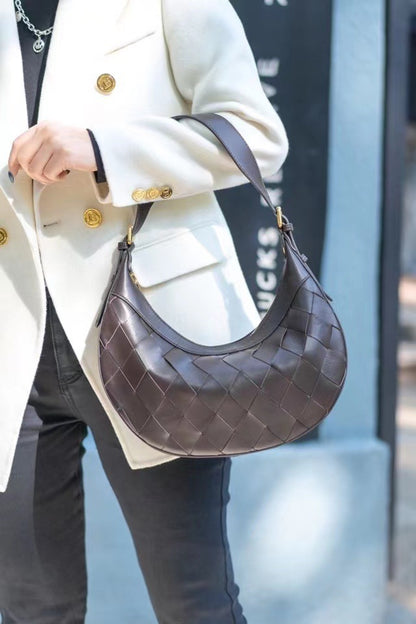 Sac à bandoulière tendance en peau de mouton tissée pour femme