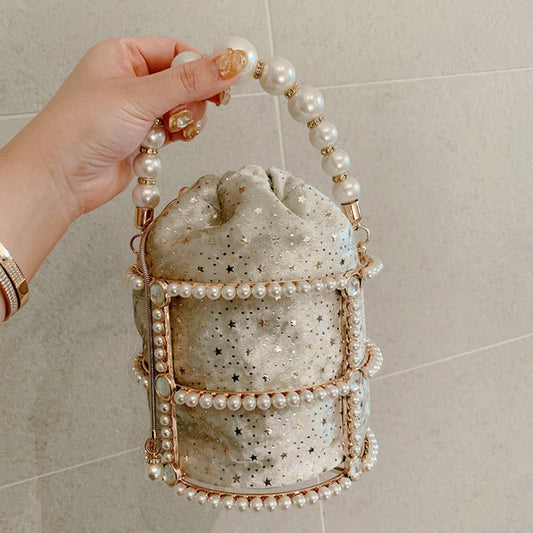 Pearl chain bucket bag