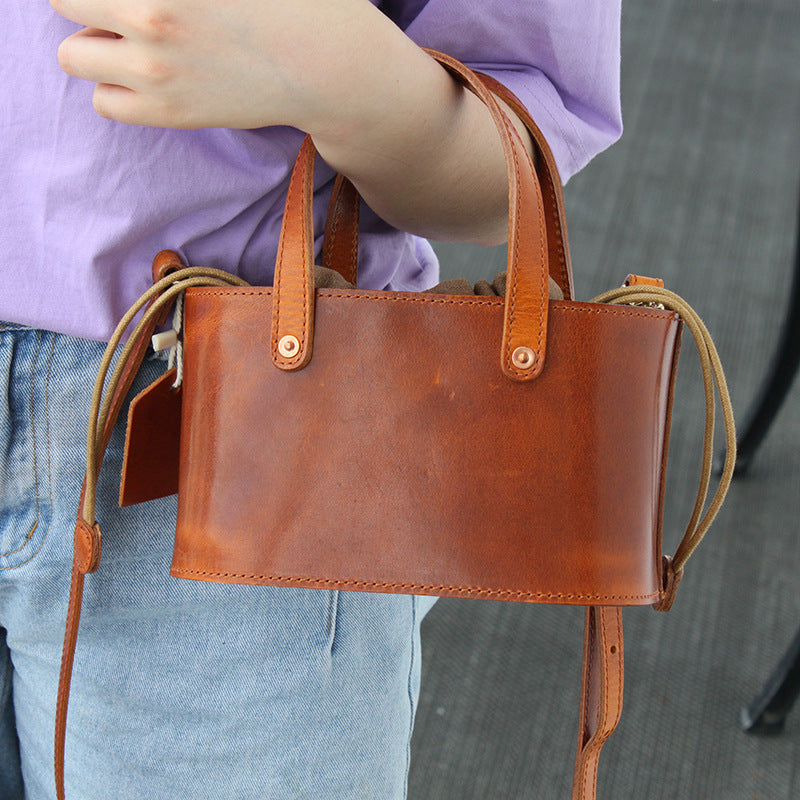 First Layer Vegetable Tanned Cow Skin Vegetable Basket Bag