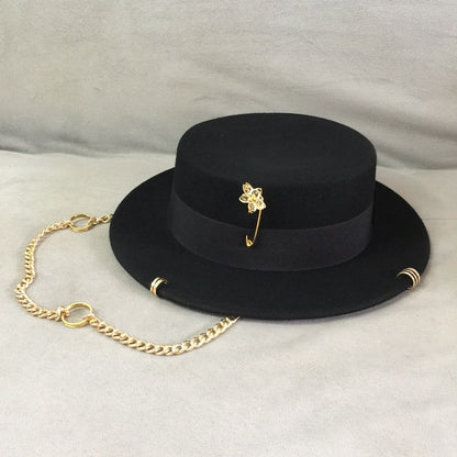 Sombrero de copa retro negro para mujer