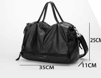 Bolso bandolera de piel lavada de gran capacidad para otoño e invierno, bolso de mano para motocicleta, bolso de hombro, bolso grande para mujer