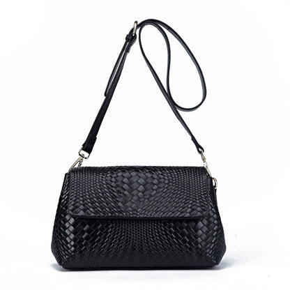 Bolso bandolera tejido de piel auténtica para mujer, bolso bandolera pequeño, bolso bandolera para mujer