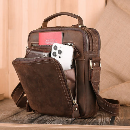 Cartera de mano para hombre de piel de Caballo Loco estilo retro europeo y americano