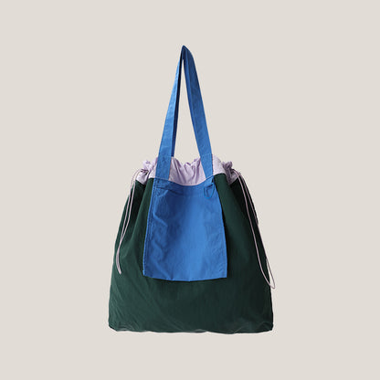 Sac fourre-tout en toile de nylon de grande capacité pour femme de couleur contrastée