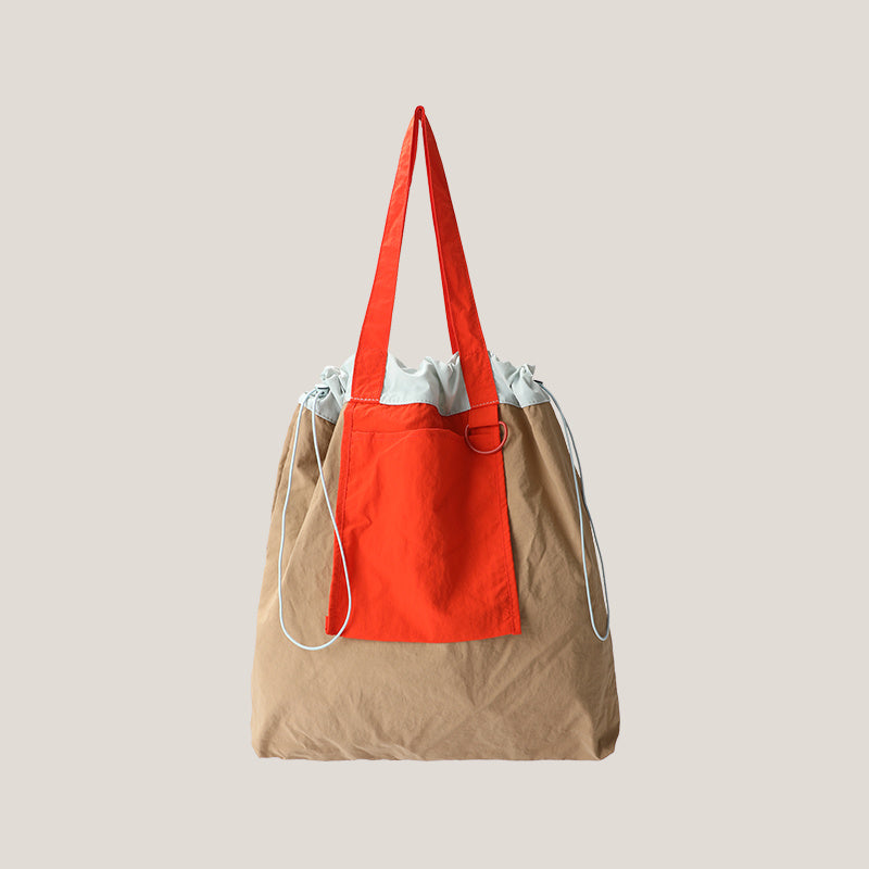 Sac fourre-tout en toile de nylon de grande capacité pour femme de couleur contrastée