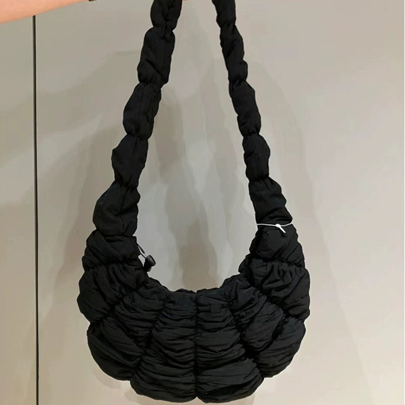 Bolso de hombro tipo bandolera con pliegues y forma de nube, de gran capacidad, para uso diario