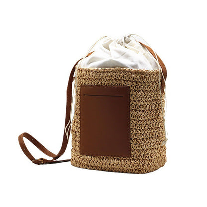 Sac en paille tissé style street fashion messager