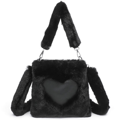 Bolso de hombro mullido para mujer, bolso con asa superior, bolso de mano de felpa para otoño e invierno, bolsos de compras de moda para niñas, bolsos de mano para mujer