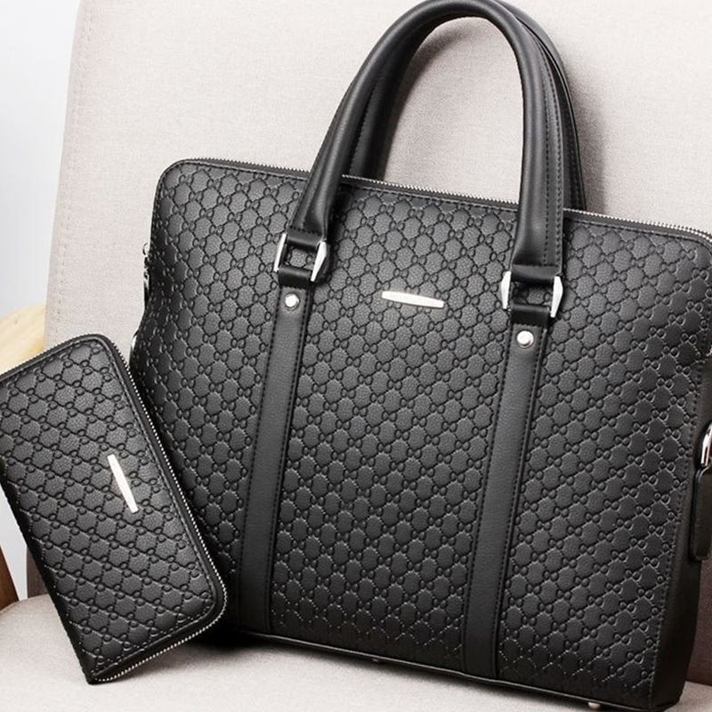 Men bag handbag leather business briefcase embossed letters