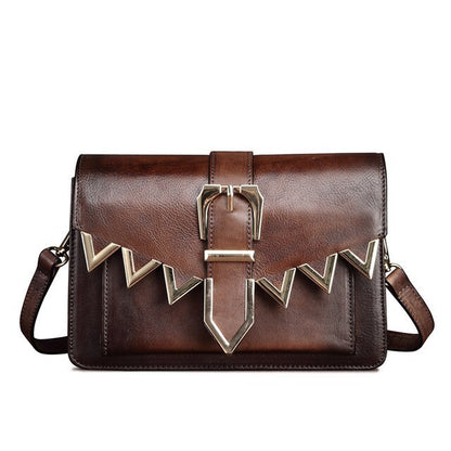 Diagonal leather retro small square bag