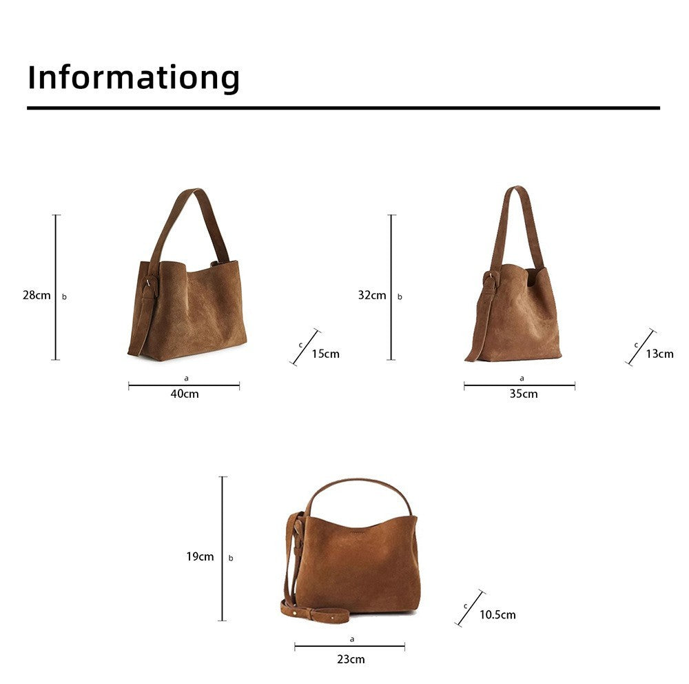 Sac seau à bandoulière avec boucle de ceinture en daim au design spécial