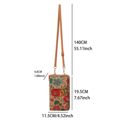 Retro Bohemian Wallet Multi-functional Large Capacity Wood Grain Mobile Phone Bag