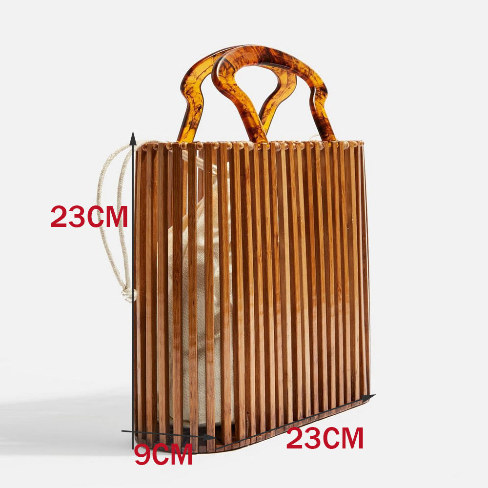 Vacation portable bamboo woven bag