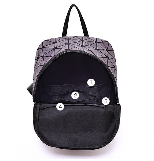 Mochilas luminosas para mujer, mochila de moda para uso diario, paquete para mujer, bolsos plegables con lentejuelas geométricas, minibolso, mochila escolar