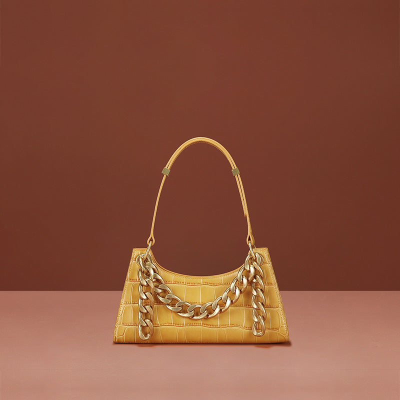 Chain leather shoulder bag