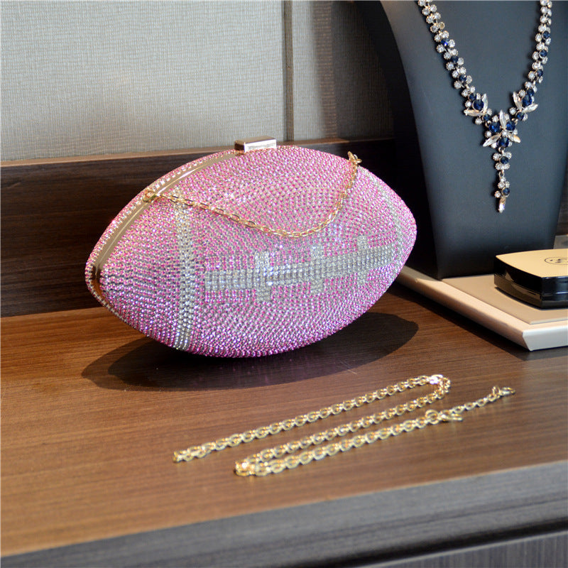 Women's Rugby Rhinestone Clutch Messenger Bag