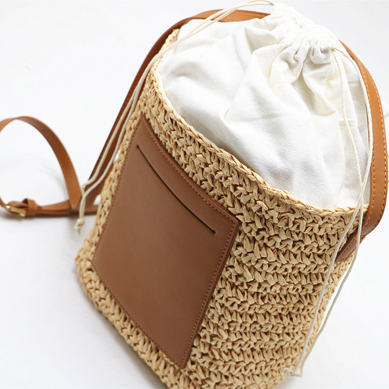 Sac en paille tissé style street fashion messager