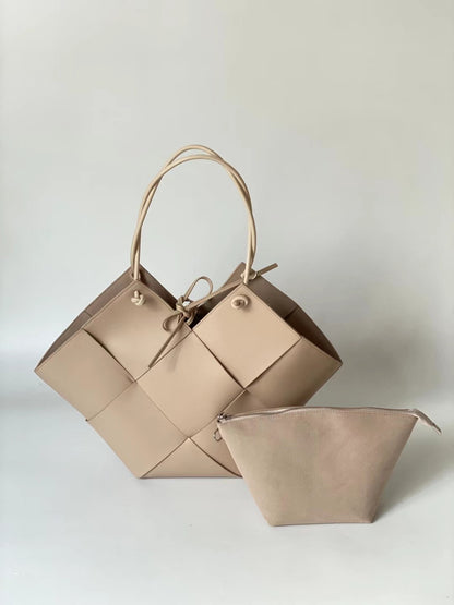 Tote Bag Top Genuine Leather Women Woven Bag Spring And Summer Fashion