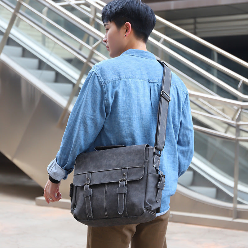 Sac à bandoulière décontracté en cuir PU tendance rétro pour homme