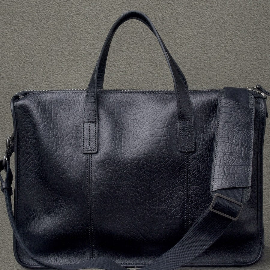 Bolso de mano de piel de vaca gruesa para hombre