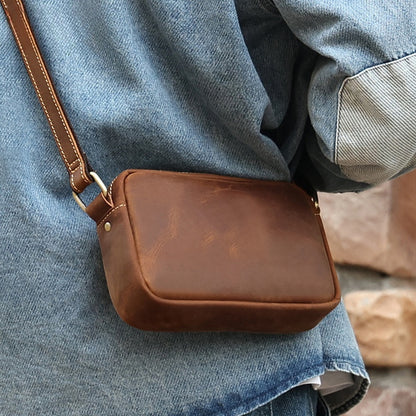 Bolso de hombro de piel de vaca de alta gama para hombre, estilo mensajero, estilo retro, de piel auténtica