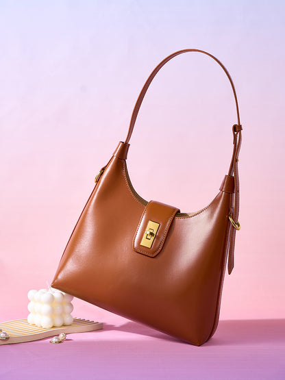 Sac à bandoulière en cuir véritable style rétro français pour femme