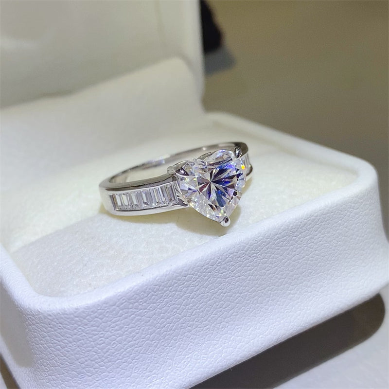 Bague en argent sterling 925 avec moissanite de 3 carats