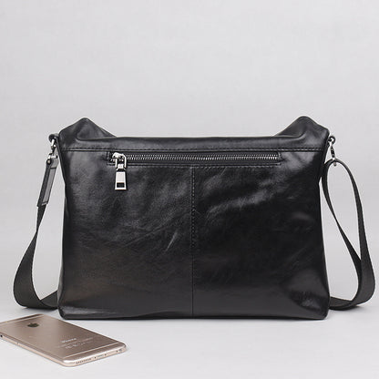 Sac à bandoulière simple en cuir de vache avec couche de tête en cuir de vache pour hommes