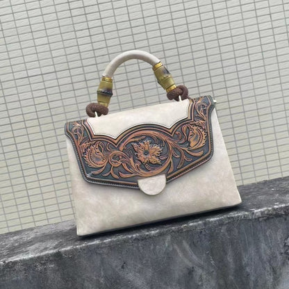 Sac à bandoulière tendance de style rétro pour femme avec relief tridimensionnel