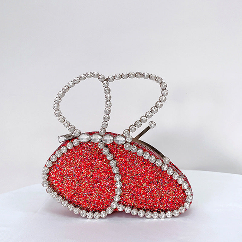 Bolso de mano con mariposas y diamantes de imitación para mujer